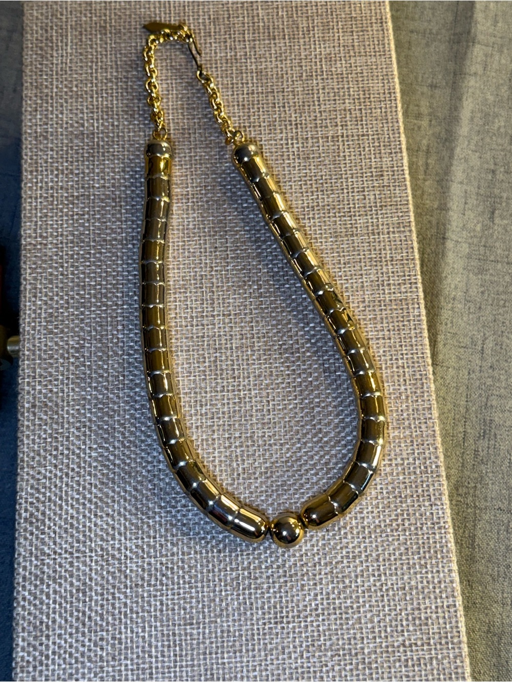 Vintage 80s Tubogas Omega Necklace Attributed to Monet Ball Bead Choker w\charm - Picture 8 of 9
